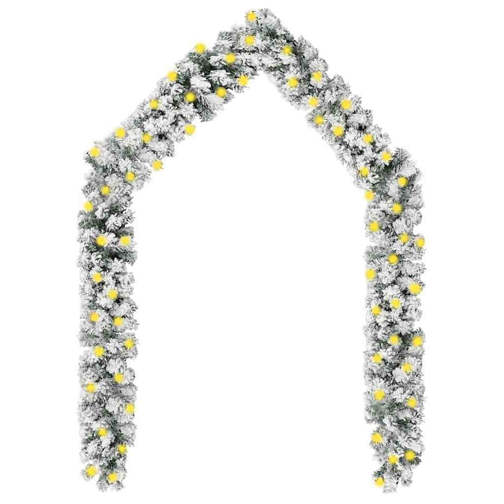 

vidaXL Christmas Garland with LEDs&Flocked Snow Green 16.4' PVC