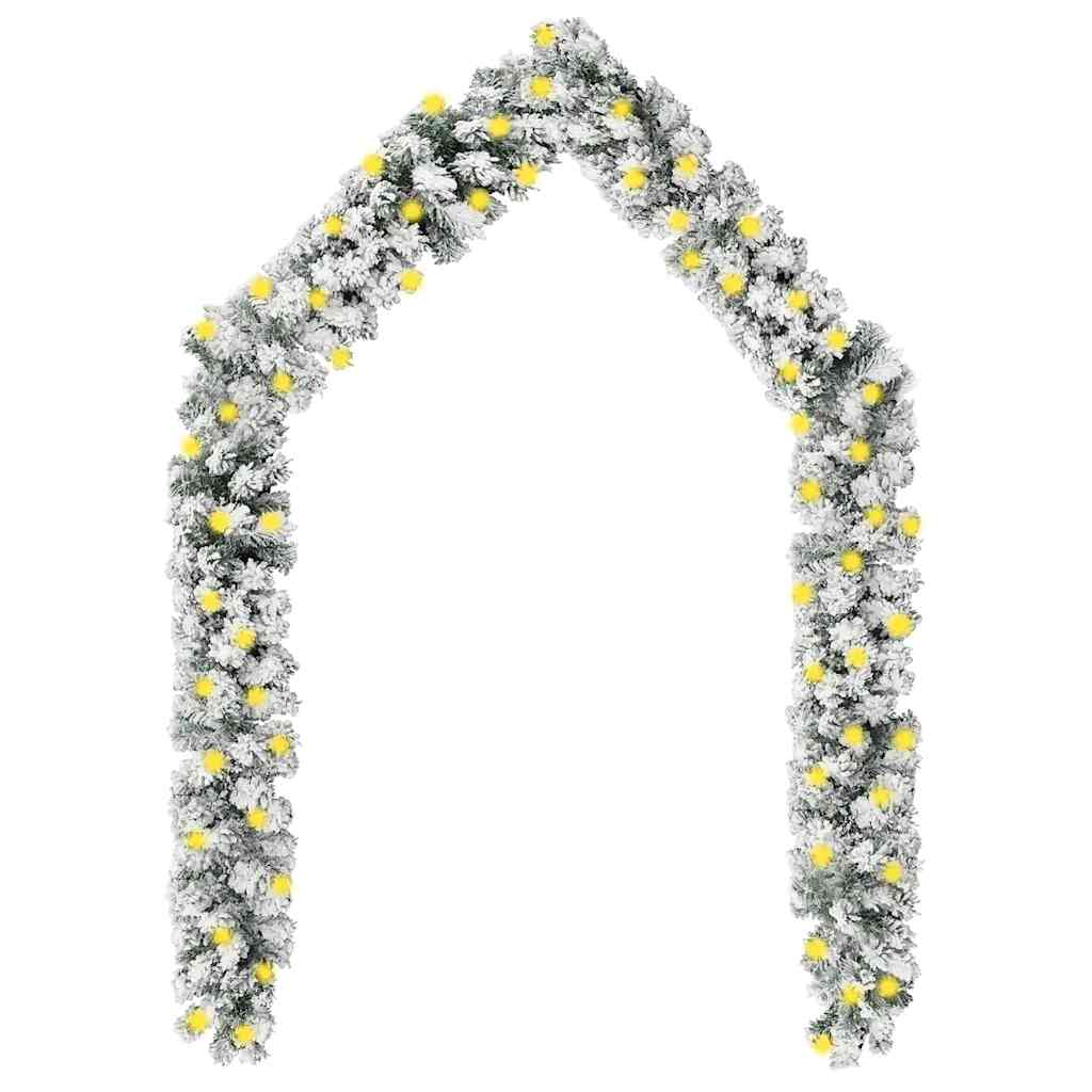 

vidaXL Christmas Garland with LEDs&Flocked Snow Green 32.8' PVC