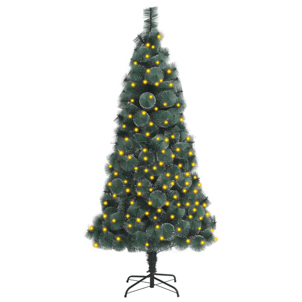 vidaXL kunstigt juletræ med LED og juletræsfod 180 cm PET grøn