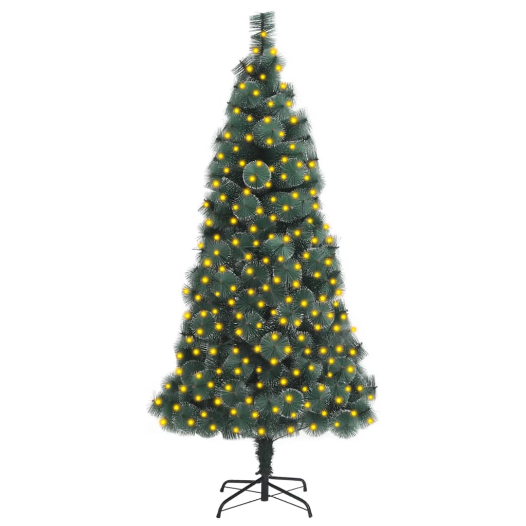 vidaXL kunstigt juletræ med LED og juletræsfod 210 cm PET grøn
