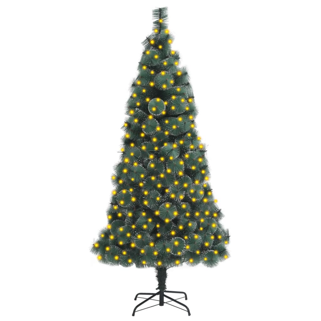 vidaXL kunstigt juletræ med LED og juletræsfod 240 cm PET grøn