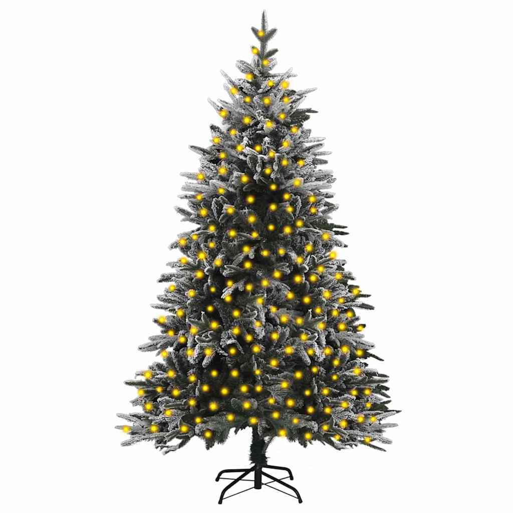 vidaXL Tekojoulukuusi esivalaistu lumihuurteella 210 cm PVC ja PE