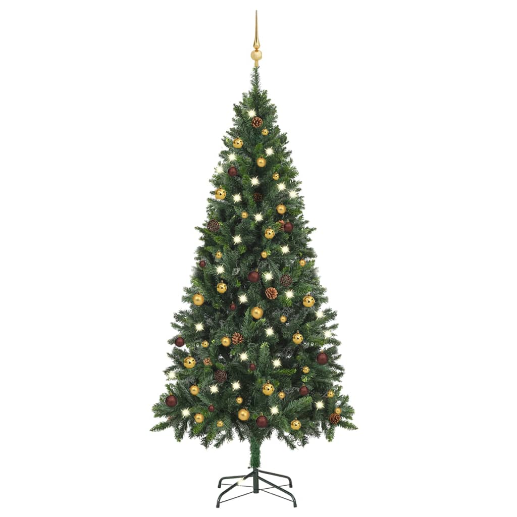Image of vidaXL Artificial Pre-lit Christmas Tree with Ball Set Green 180 cm