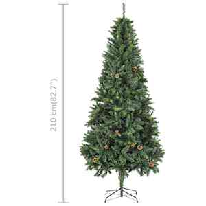 Umělý vánoční stromek s LED a sadou koulí zelený 210 cm - obrázek 14