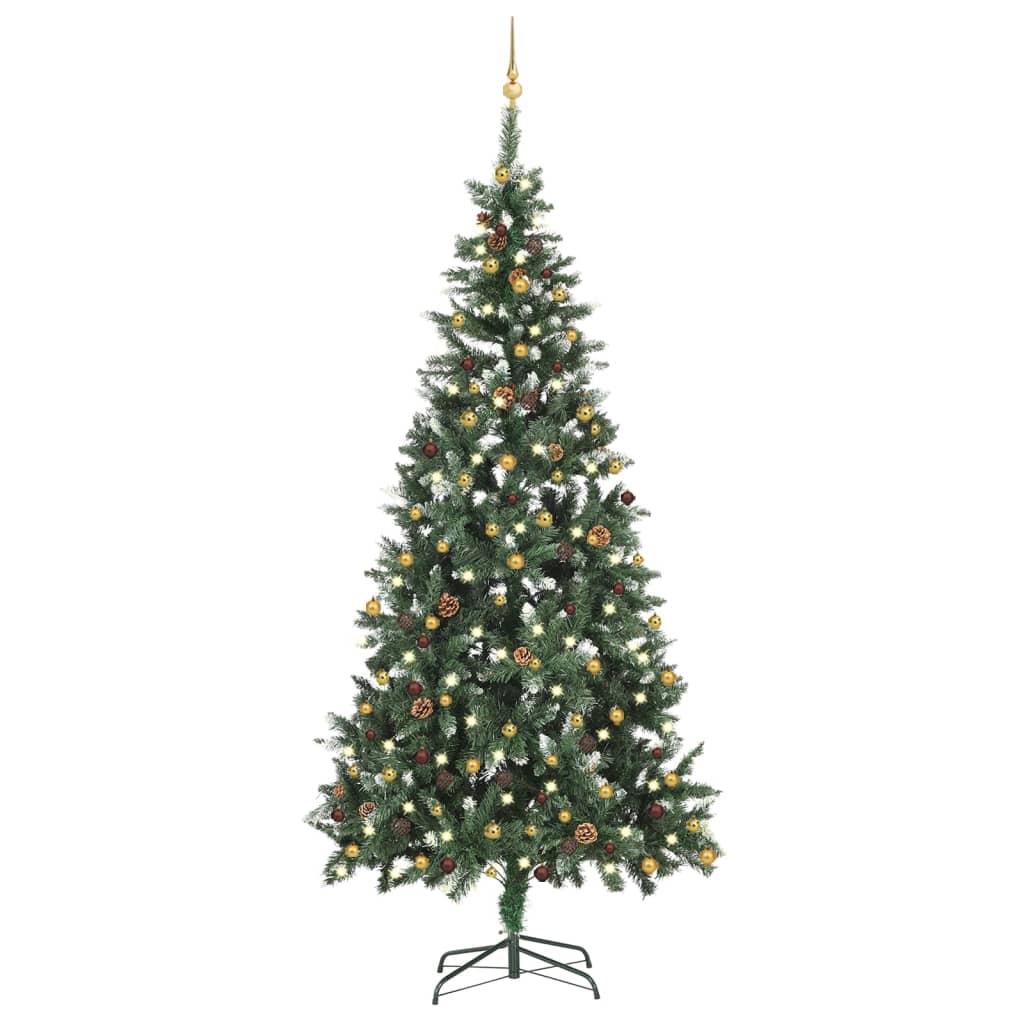 vidaXL Arbre de Noël artificiel avec LED et boules 210 cm