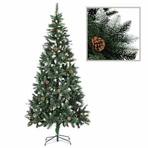 vidaXL Forhåndsbelyst kunstig juletre med kulesett 210 cm