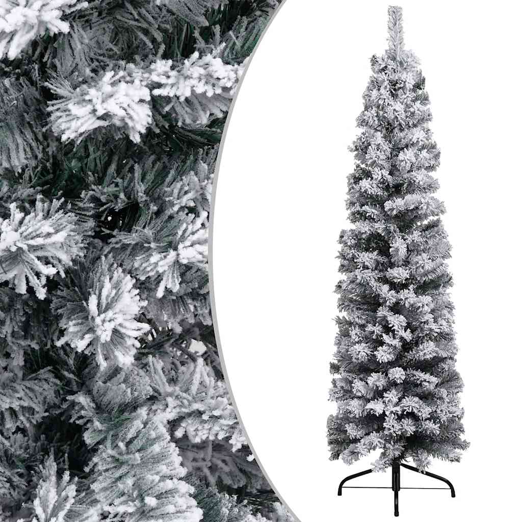 

vidaXL Kunstkerstboom met LED's en kerstballen smal 240 cm groen