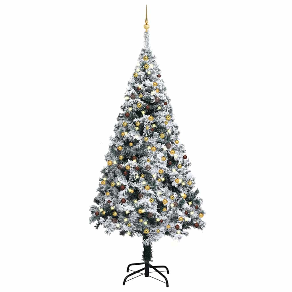 

vidaXL Artificial Christmas Tree with LEDs&Ball Set Green 94.5" PVC