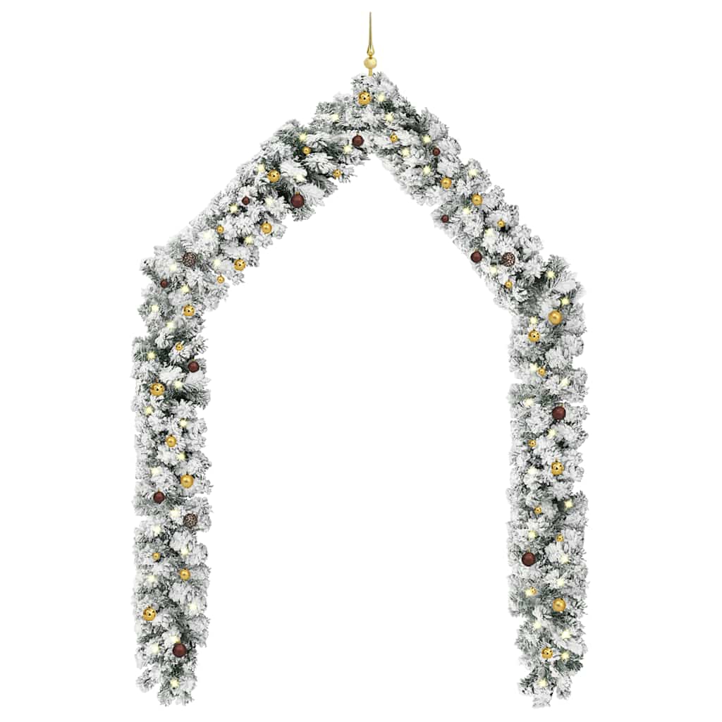 Guirlande de Noël avec LED et boules Vert 10 m PVC