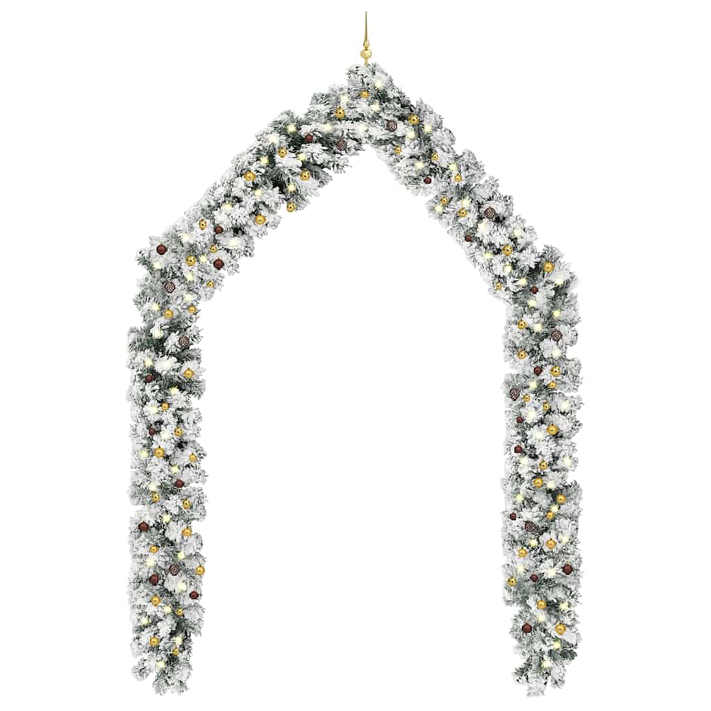 Guirlande de Noël avec LED et boules Vert 20 m PVC