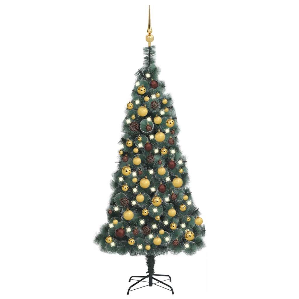 Arbre de Noël artificiel avec LED et boules Vert 120 cm PVC PE