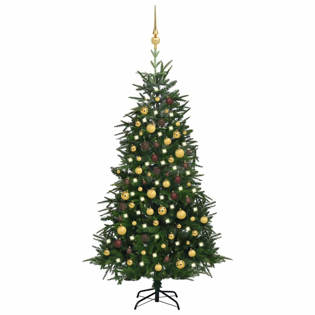 Arbre de Noël artificiel avec LED et boules Vert 180 cm PVC PE