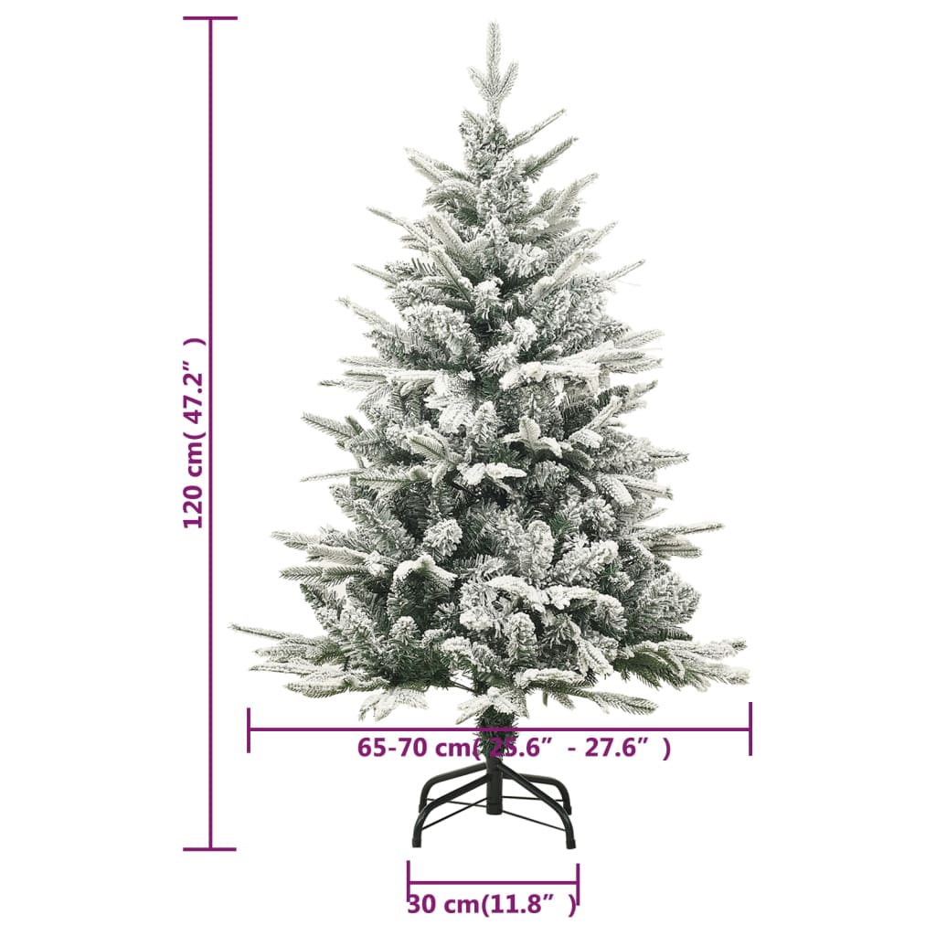  Umelý vianočný stromček s LED, sadou gúľ a snehom 120cm PVC+PE