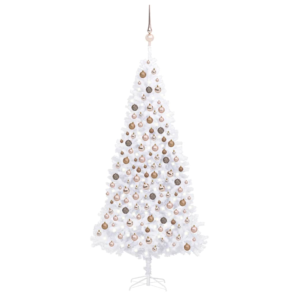 Arbre de Noël artificiel avec LED et boules 300 cm Blanc