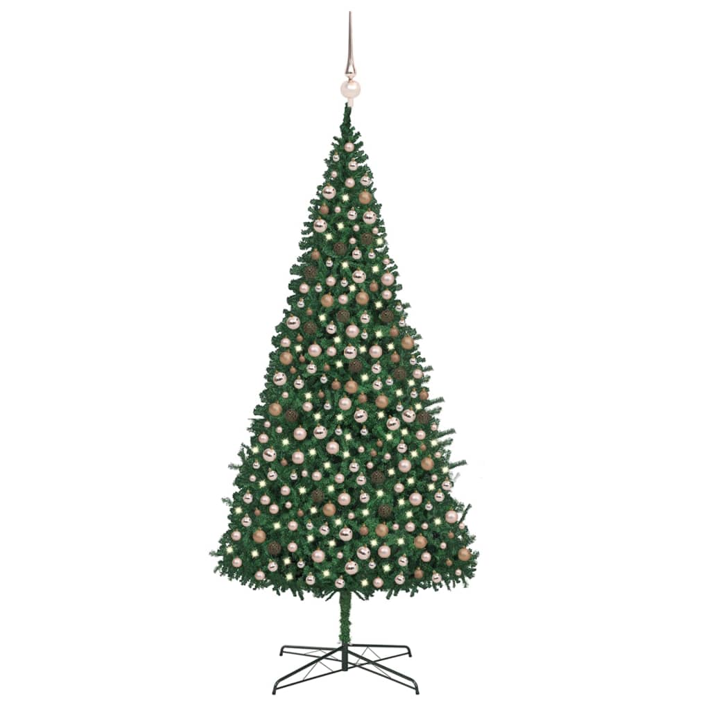 Umělý vánoční stromek s LED a sadou koulí 400 cm zelený