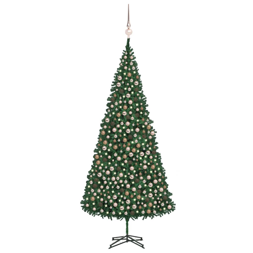 vidaXL Set brad Crăciun artificial cu LED-uri/globuri, verde, 500 cm