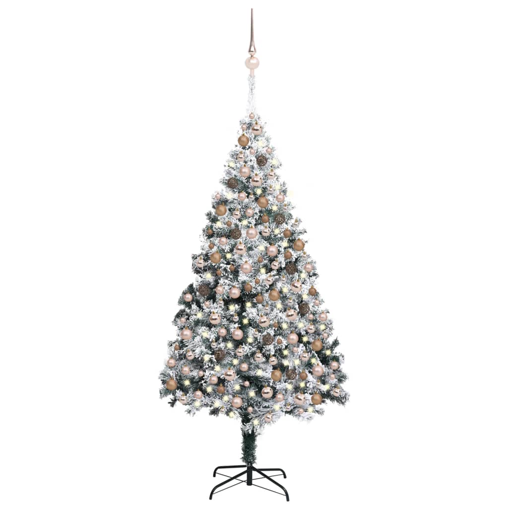 vidaXL Brad Crăciun artificial LED-uri&globuri&zăpadă, verde, 300 cm vidaXL