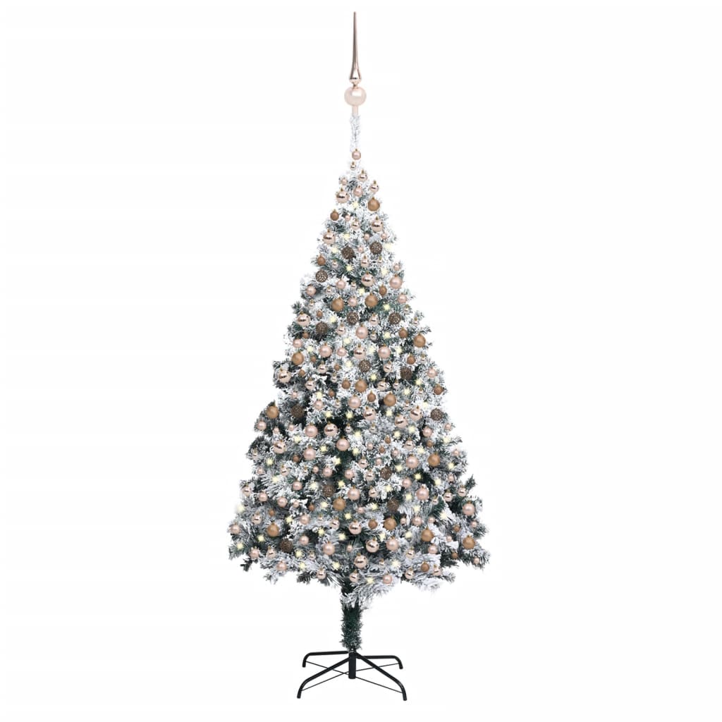 vidaXL Brad Crăciun artificial LED-uri&globuri&zăpadă, verde, 400 cm 400