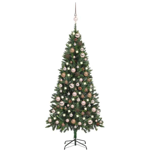 vidaXL h&auml;rmas valgustusega kunstkuusk kuulide ja k&auml;bidega 180 cm