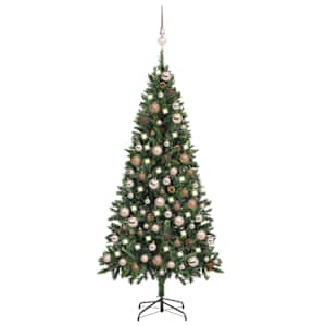 Umělý vánoční stromek LED osvětlení sada koulí a šišky 180 cm