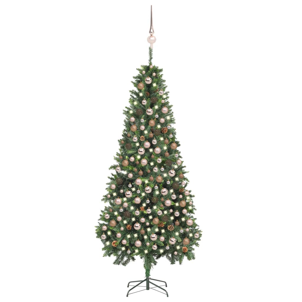 Künstlicher Weihnachtsbaum mit LEDs, Kugeln & Zapfen 210 cm kaufen