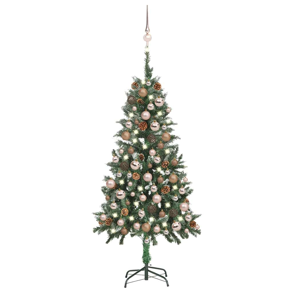 vidaXL Künstlicher Weihnachtsbaum mit Beleuchtung Kugeln Zapfen 150 cm