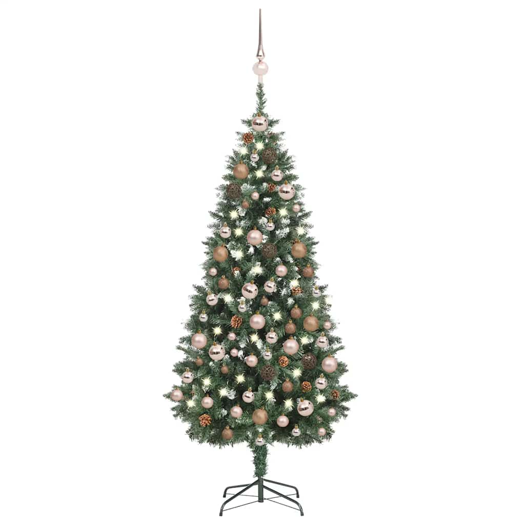 Arbre de Noël artificiel LED et boules et pommes de pin 180 cm