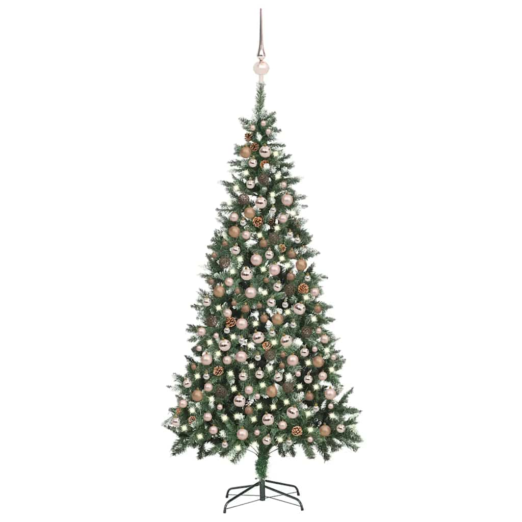 Arbre de Noël artificiel LED et boules et pommes de pin 210 cm