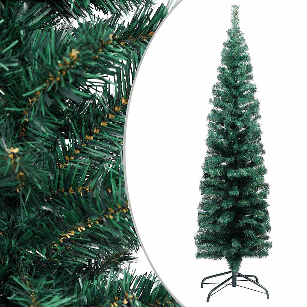 vidaXL Slim Artificial Pre-lit Christmas Tree with Ball Set Green 47.2"