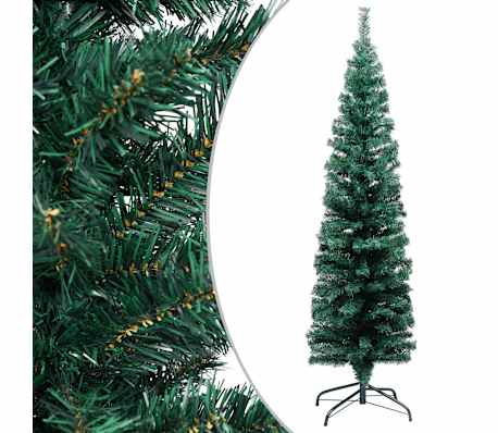 vidaXL Slim Artificial Pre-lit Christmas Tree with Ball Set Green 47.2"