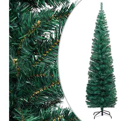 vidaXL Artificial Christmas Tree Green PVC Slim Cone-shaped Pre-Lit