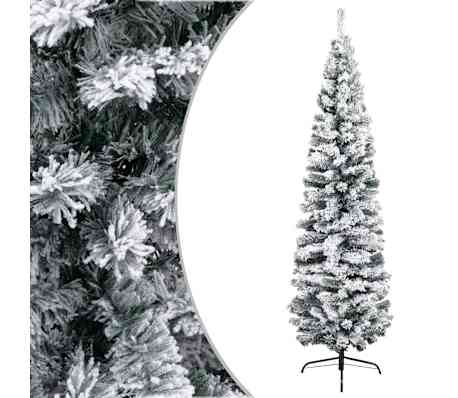 vidaXL Slim Artificial Pre-lit Christmas Tree with Ball Set Green 240 cm