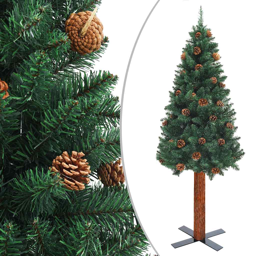 

vidaXL Kerstboom met LED's en kerstballen smal 150 cm PVC groen