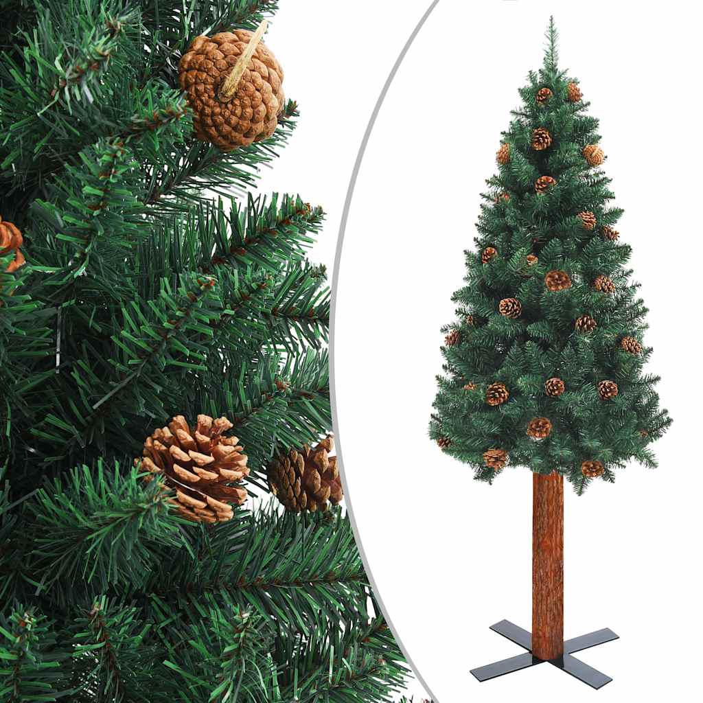 

vidaXL Kerstboom met LED's en kerstballen smal PVC 180 cm groen