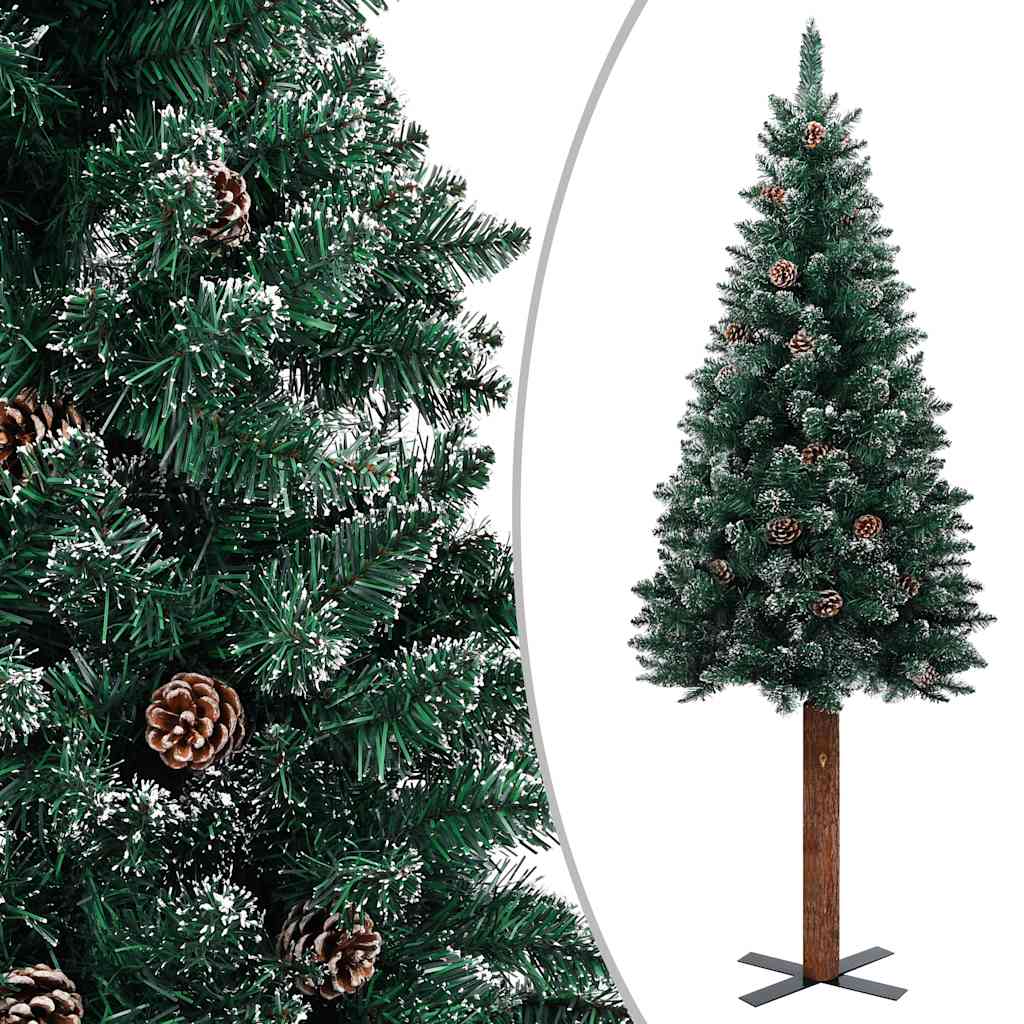 

vidaXL Kerstboom met LED's en kerstballen smal 180 cm groen