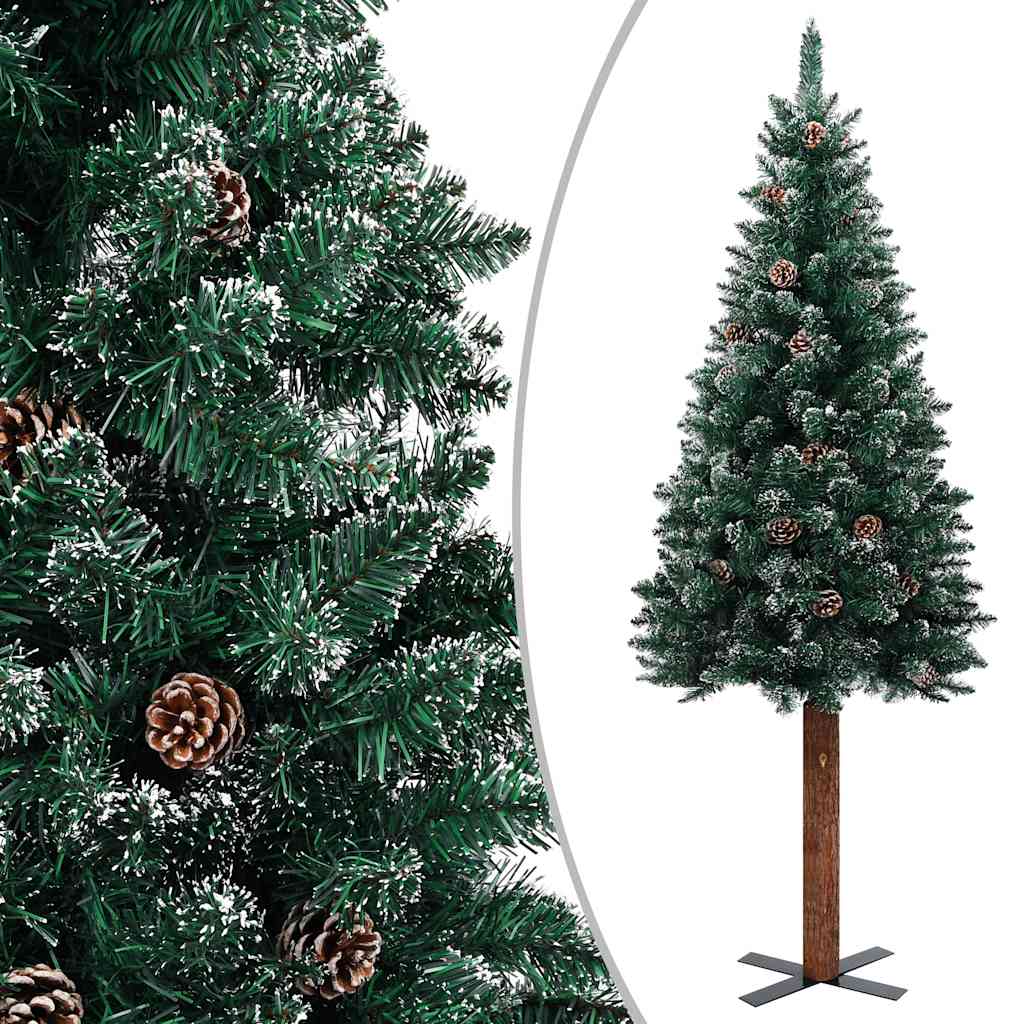 

vidaXL Kerstboom met LED's en kerstballen smal 210 cm groen