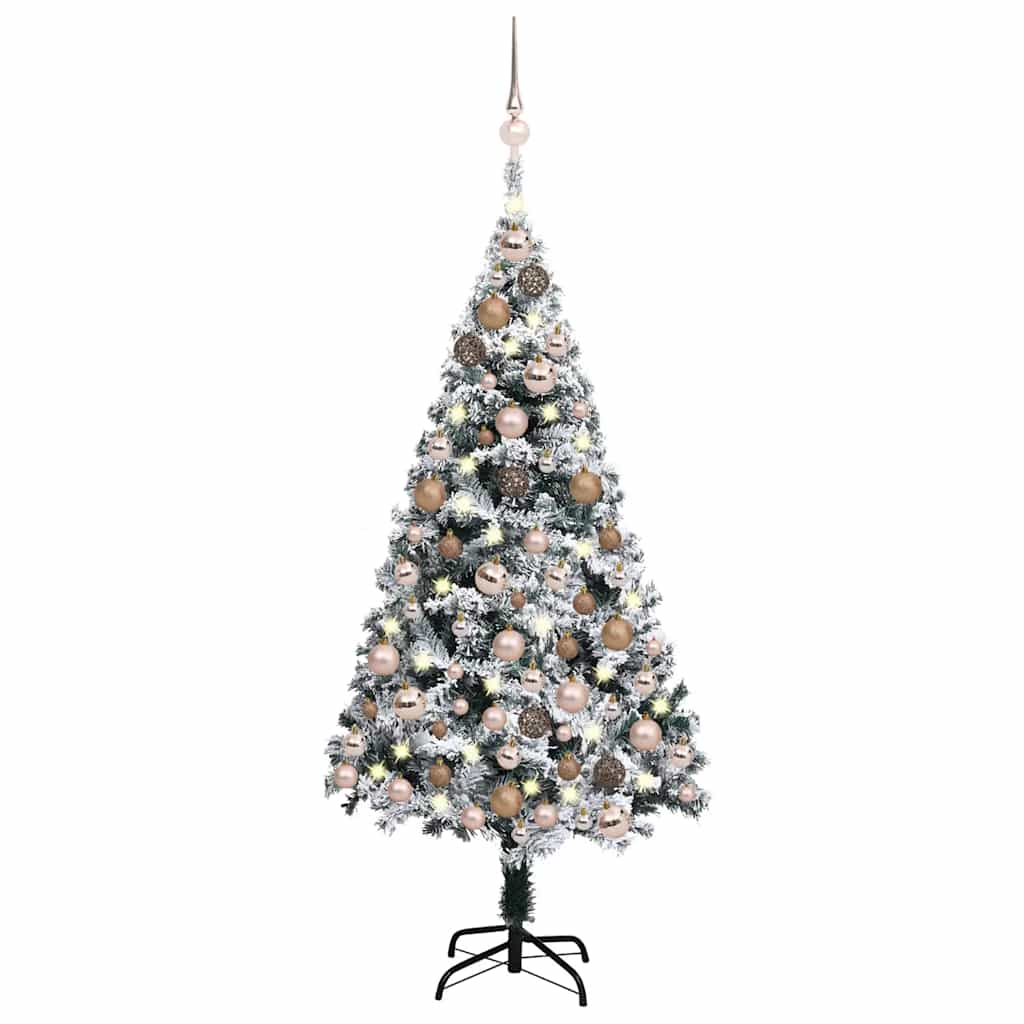 

vidaXL Artificial Christmas Tree with LEDs&Ball Set Green 59.1" PVC