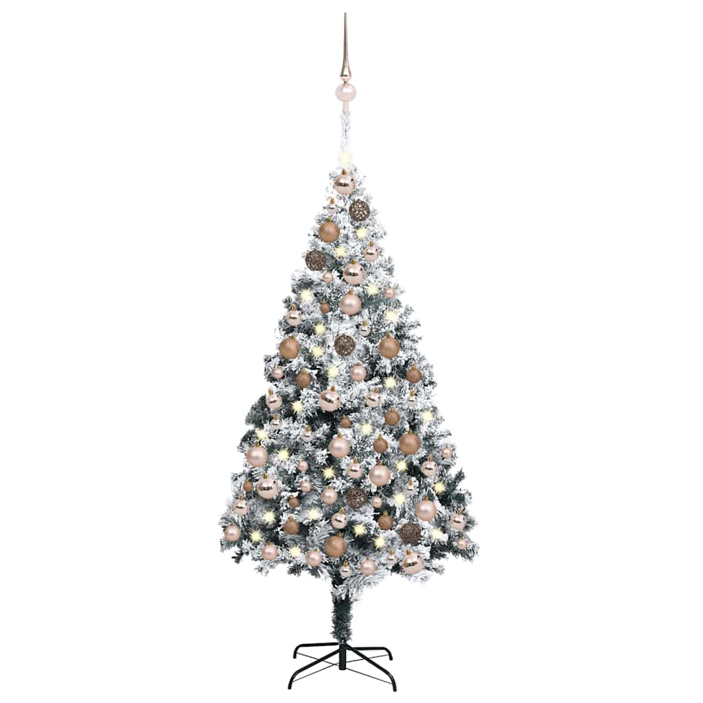 Arbre de Noël artificiel avec LED et boules Vert 180 cm PVC