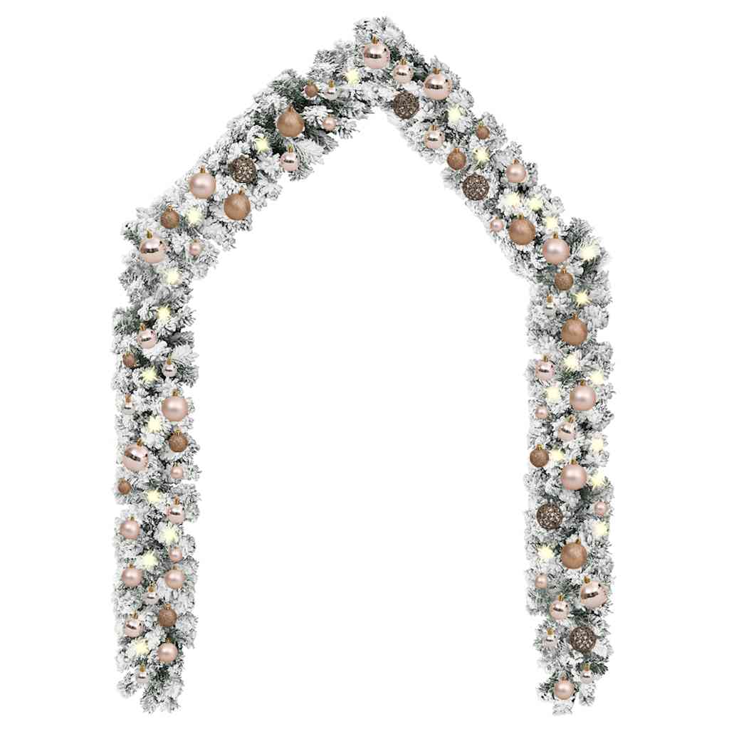 Guirlande de Noël avec LED et boules Vert 5 m PVC