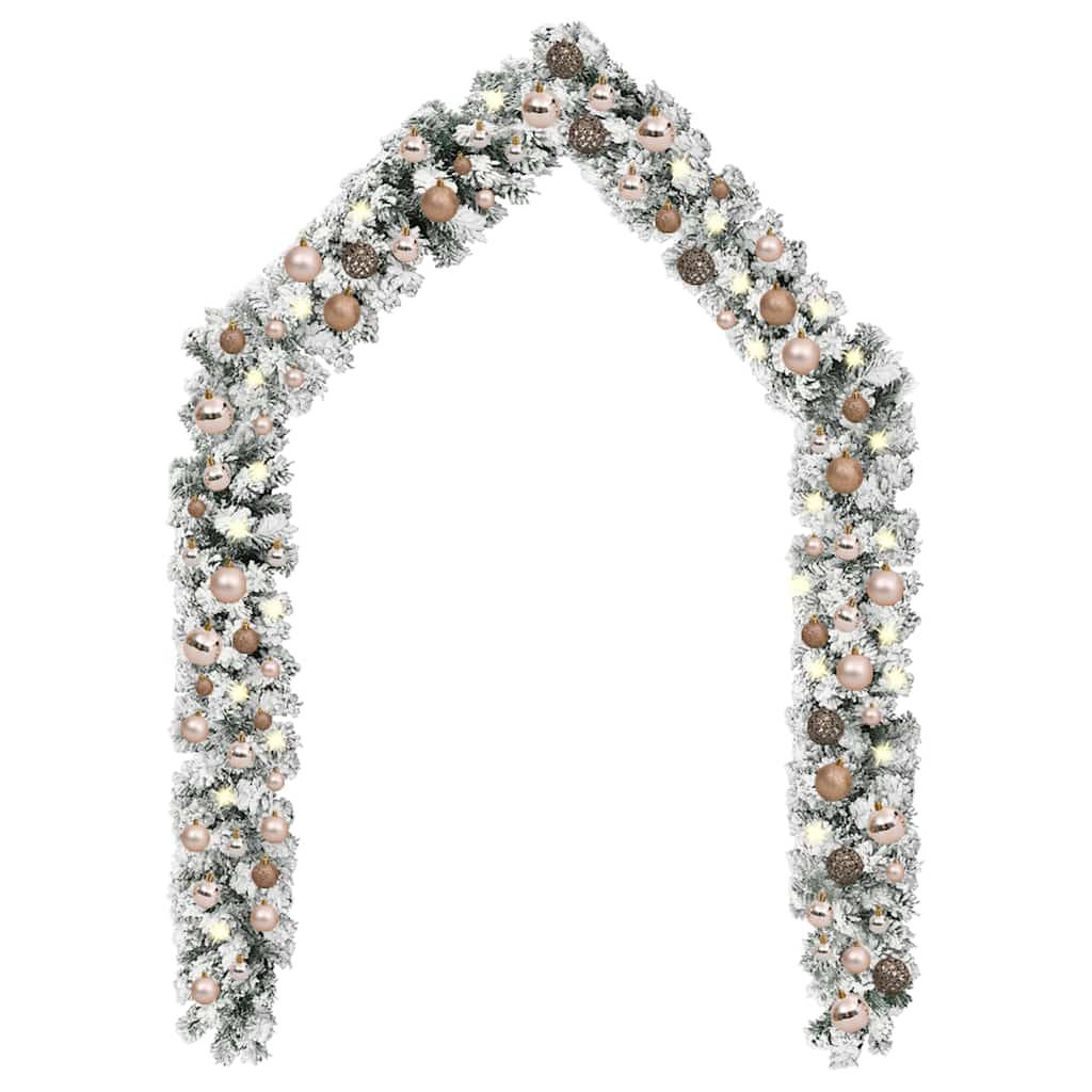 Guirlande de Noël avec LED et boules Vert 10 m PVC