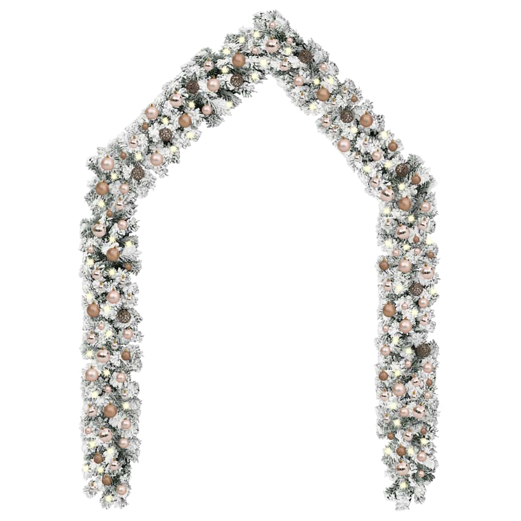 Guirlande de Noël avec LED et boules Vert 20 m PVC