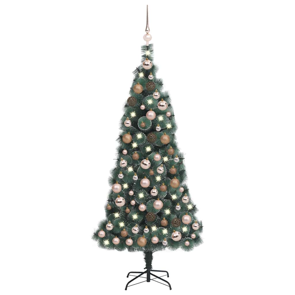 Arbre de Noël artificiel avec LED et boules Vert 120 cm PVC PE