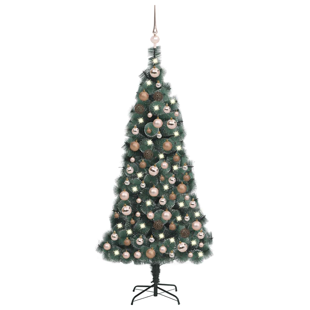 Arbre de Noël artificiel avec LED et boules Vert 150 cm PVC PE