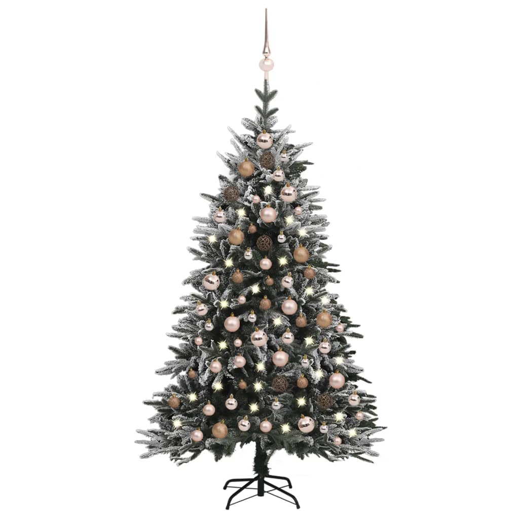 Künstlicher Weihnachtsbaum LEDs & Kugeln Beschneit 150cm PVC PE