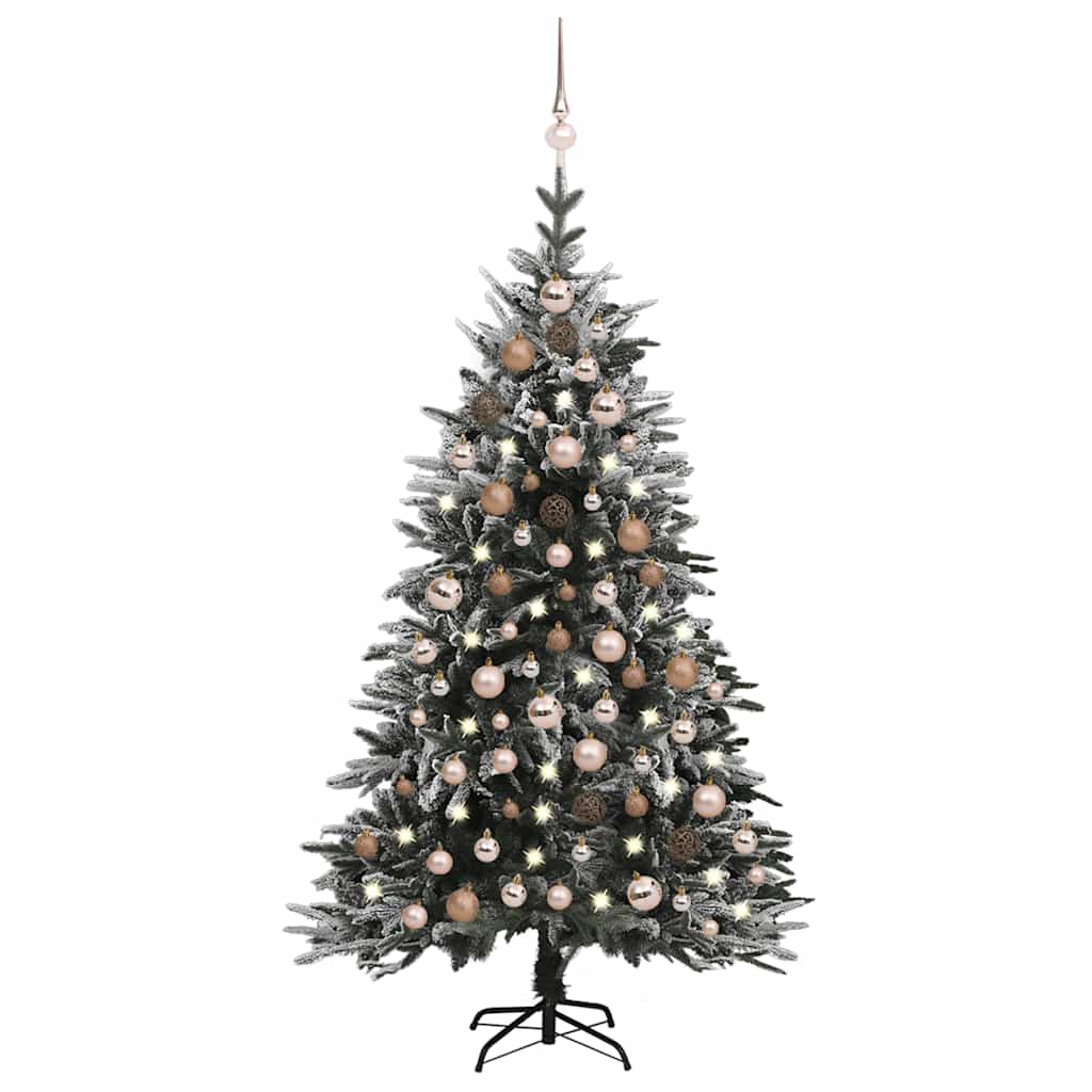 Sapin de Noël artificiel LED et flocons de neige 150 cm PVC PE