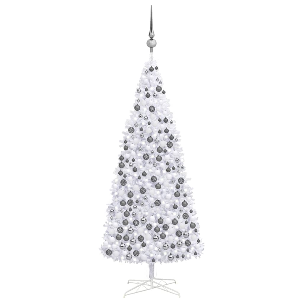 vidaXL Umělý vánoční stromek s LED diodami a sadou koulí 400 cm bílý