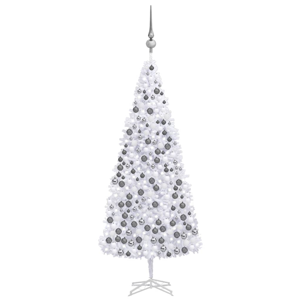vidaXL Set brad Crăciun artificial cu LED-uri/globuri, alb, 500 cm 500