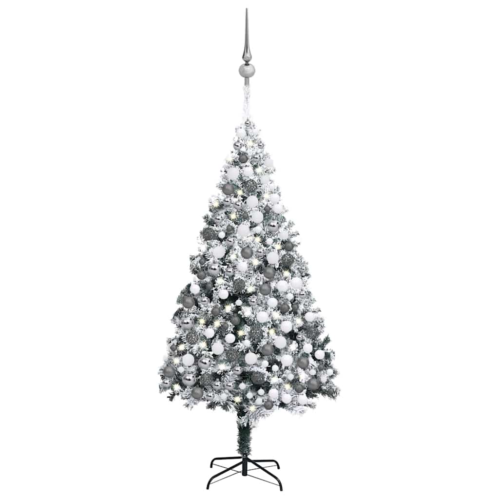 vidaXL Brad Crăciun artificial LED-uri&globuri&zăpadă verde 300 cm PVC vidaXL