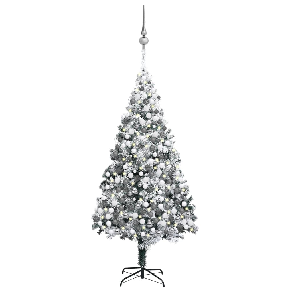 vidaXL Brad Crăciun artificial LED-uri&globuri&zăpadă, verde, 400 cm 400