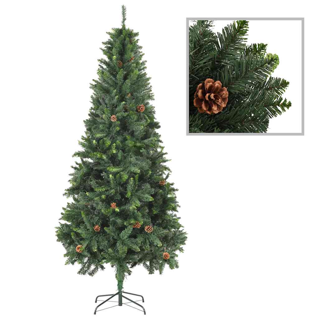 

vidaXL Kunstkerstboom met LED's, kerstballen en dennenappels 210 cm